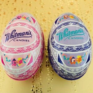 Collector Tins (2): Whitman’s Candies, Easter Eggs, 1 Barbie, 1996